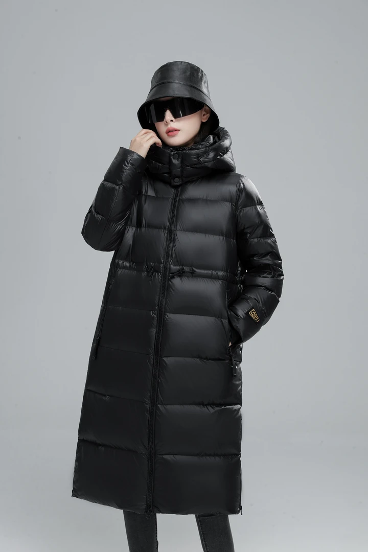 【年终福利】女士连帽长款鹅绒服加厚重磅KB232109长款羽绒服