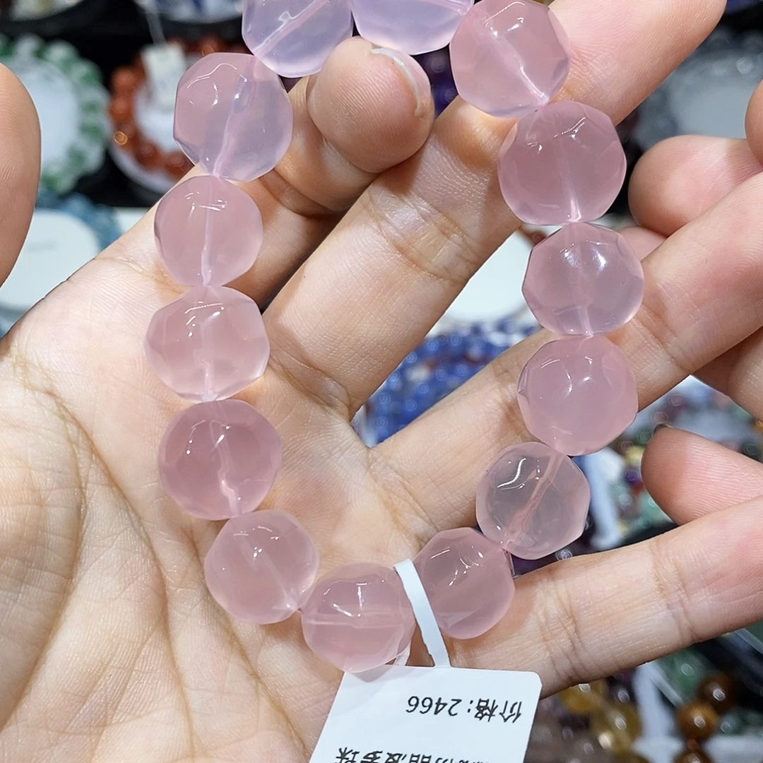 未镶嵌手串水晶粉晶菠萝珠12