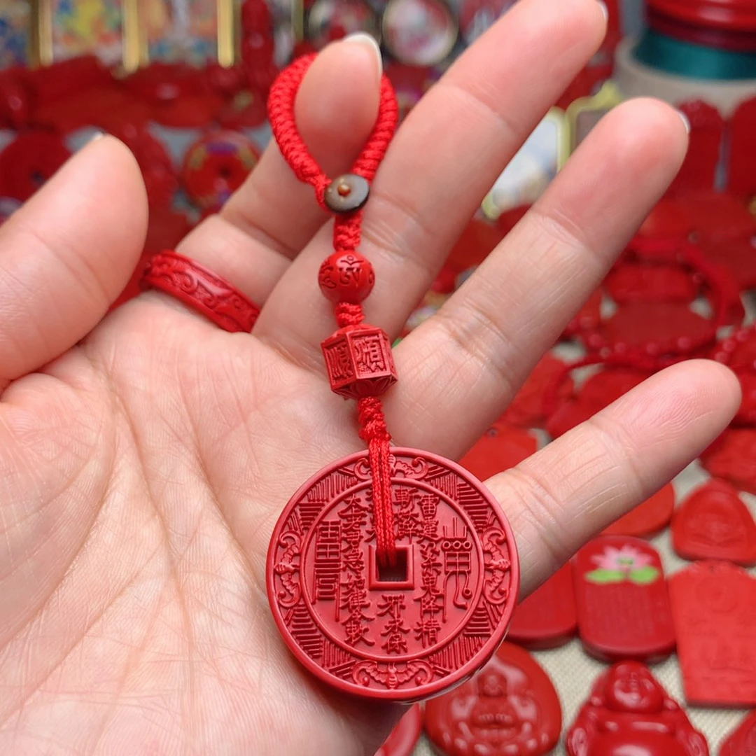 天然辰砂工艺品朱砂钥匙扣