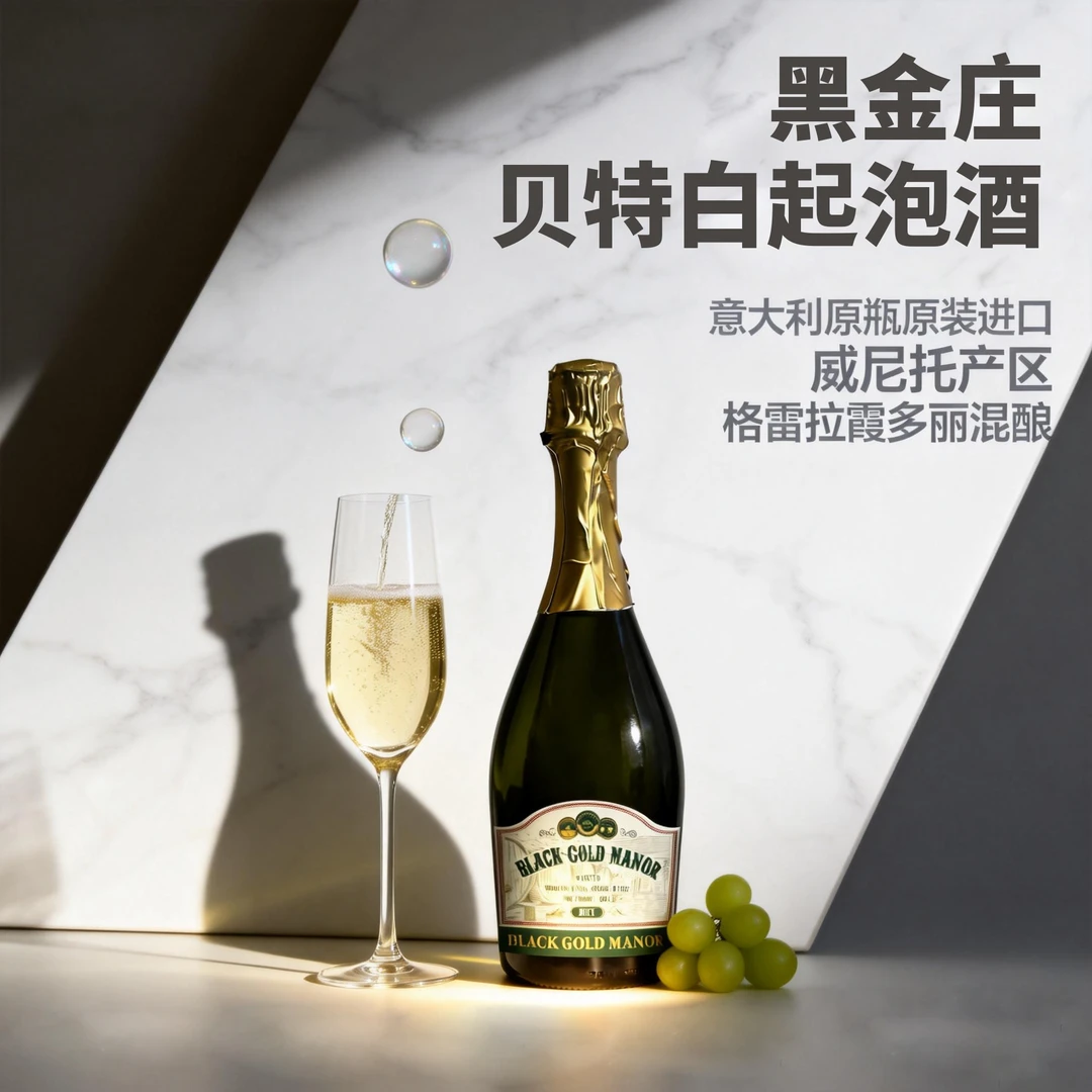 【原瓶原装】黑金庄贝特白起泡酒 意大利进口 高端宴请微醺气泡酒