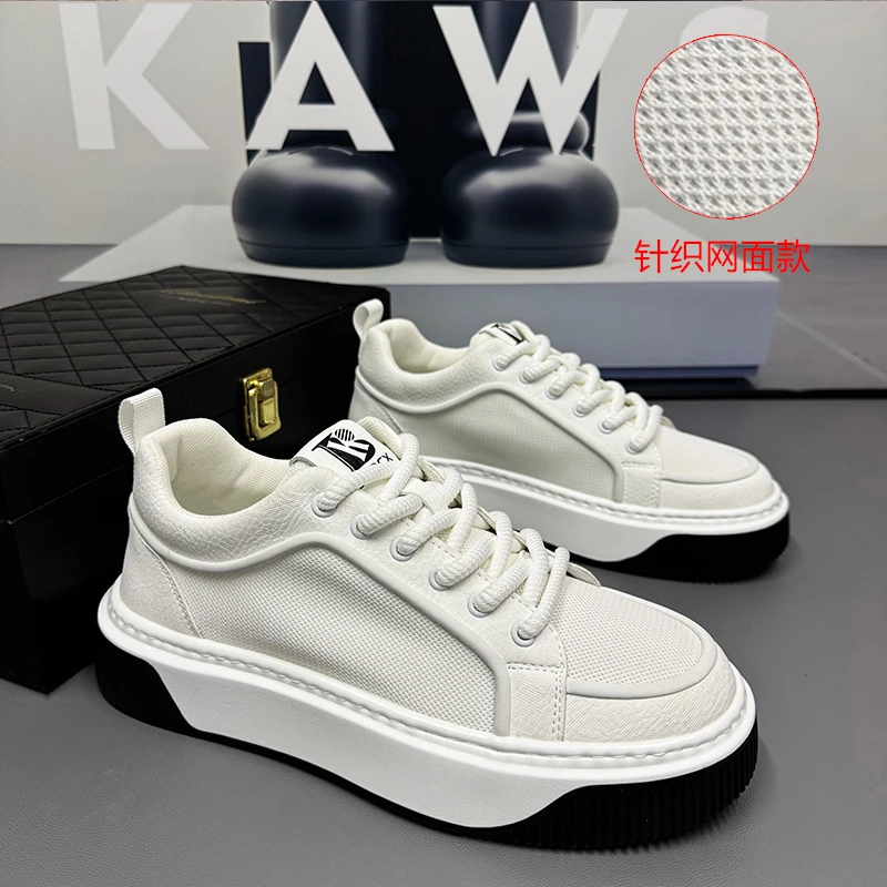 2025春夏新款加大码胖脚透气休闲板鞋时尚百搭轻便男鞋爆款简约鞋