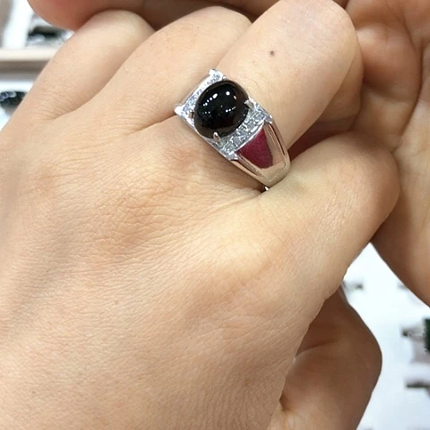 银S925镶嵌戒指翡翠缅甸天然A货翡翠