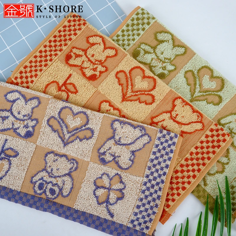 金号正品小方巾卡通提花纯棉洗脸厨房洗碗茶桌抹布擦手巾耐脏