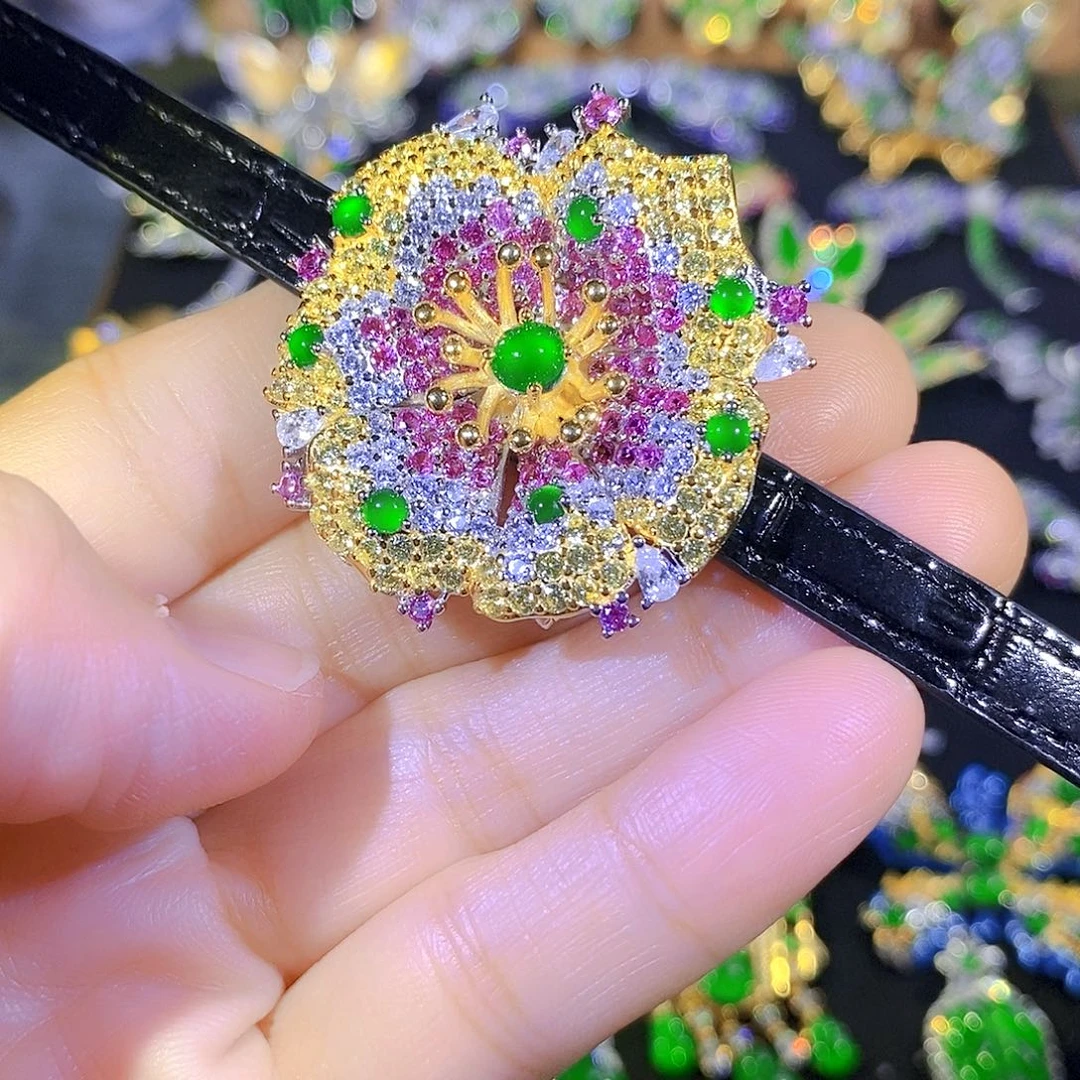 吊坠(不含链)银S925镶嵌翡翠