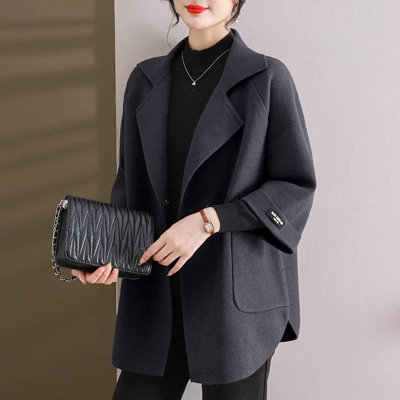 中年妈妈洋气双面呢外套女春秋2025新款秋冬大码风衣时尚高贵大衣