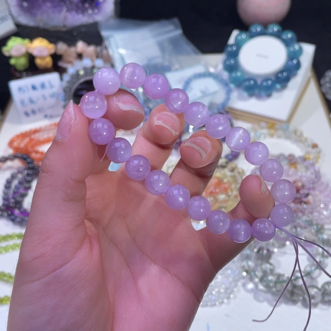 未镶嵌手链水晶猫眼紫锂辉9mm