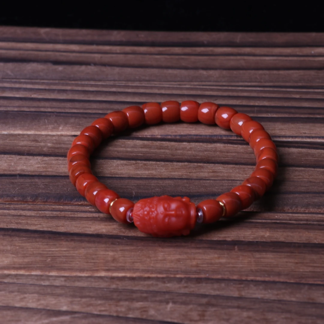 【蚂蚁珠宝】南红玛瑙7mm左右diy观音配饰直切手串一条d882