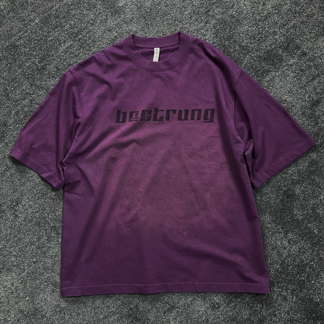 MR.NI/倪先生「后而闪耀」高光时刻洗水做旧喷马骝闪钻字母短袖T恤