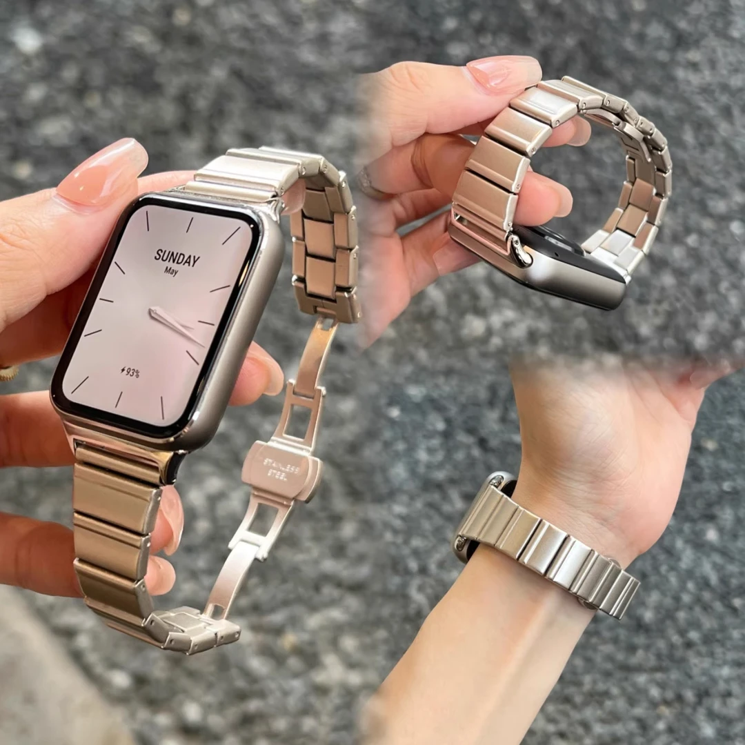 适用小米手环9pro手表带一株小蛮腰米8pro钢带红米watch6/5/4腕带