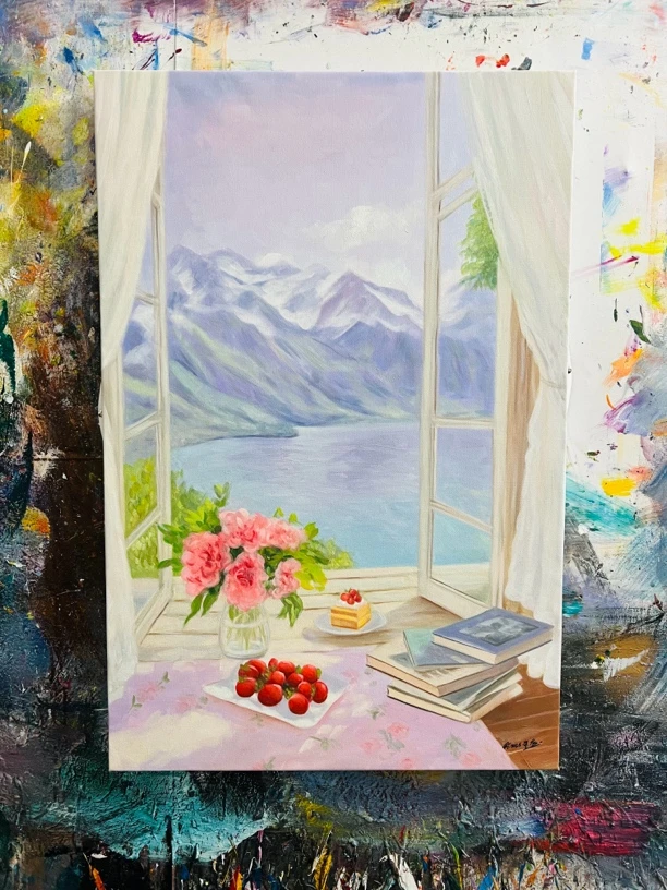 花卉静物挂画房间画不含内框尺寸60.90cm