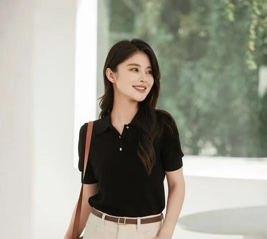 华家曼新品经典商务上衣针织衫纯色时尚薄款短袖常规款