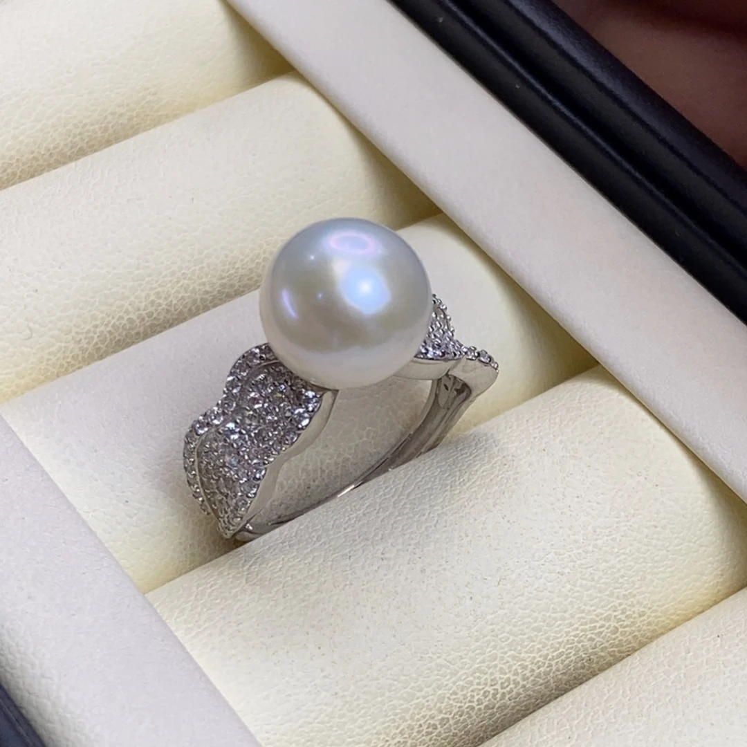 银S925镀金镶嵌淡水珍珠戒指特价