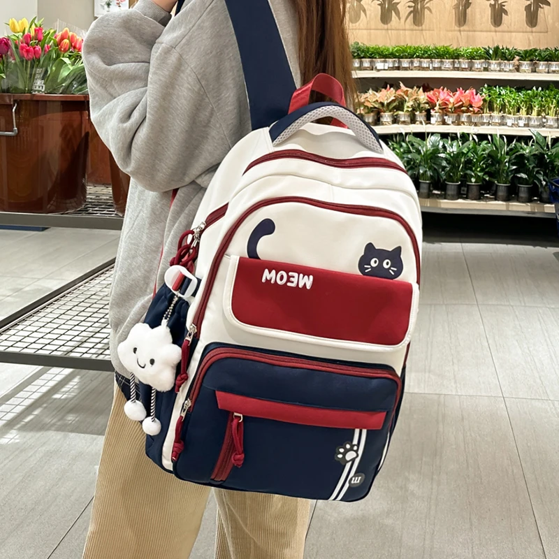 可爱双肩包女生初中小学生时尚韩版大容量背包高中生减负双肩包