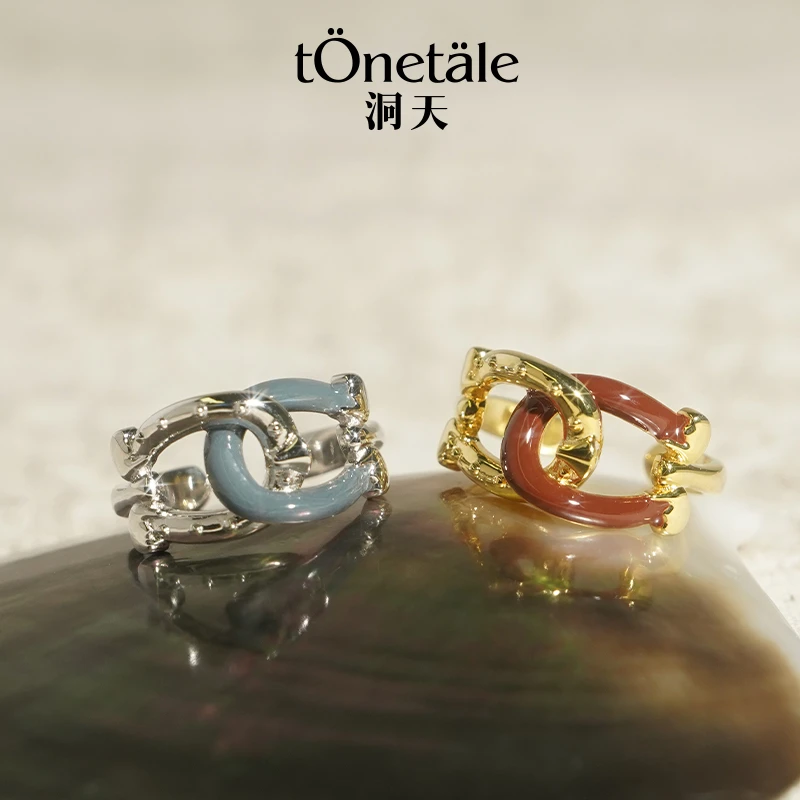 TONE & TALE/洞天 铜合金戒指 马蹄扣戒指镂空女精致独特气质
