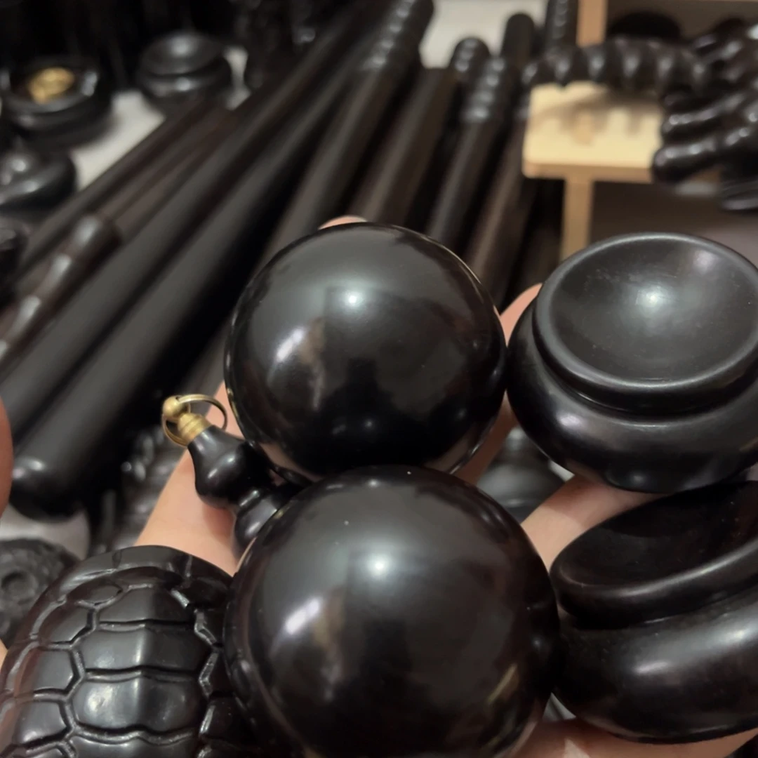 M***g黑酸枝木类紫光檀5.0手球/底座各一对/富甲天下1个/葫芦1个