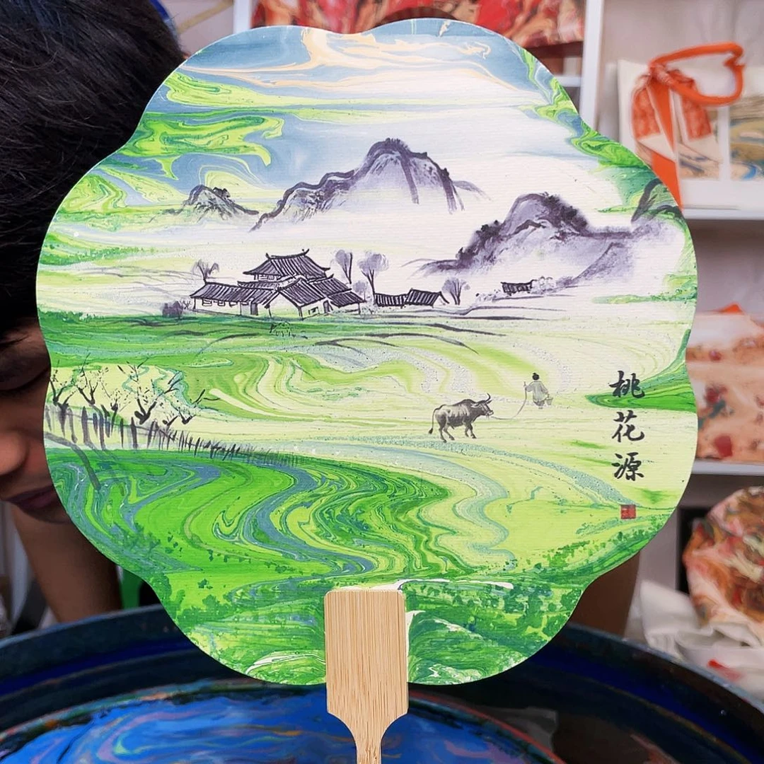 成品扇 非遗漆扇成品国风漆扇 大漆制作
