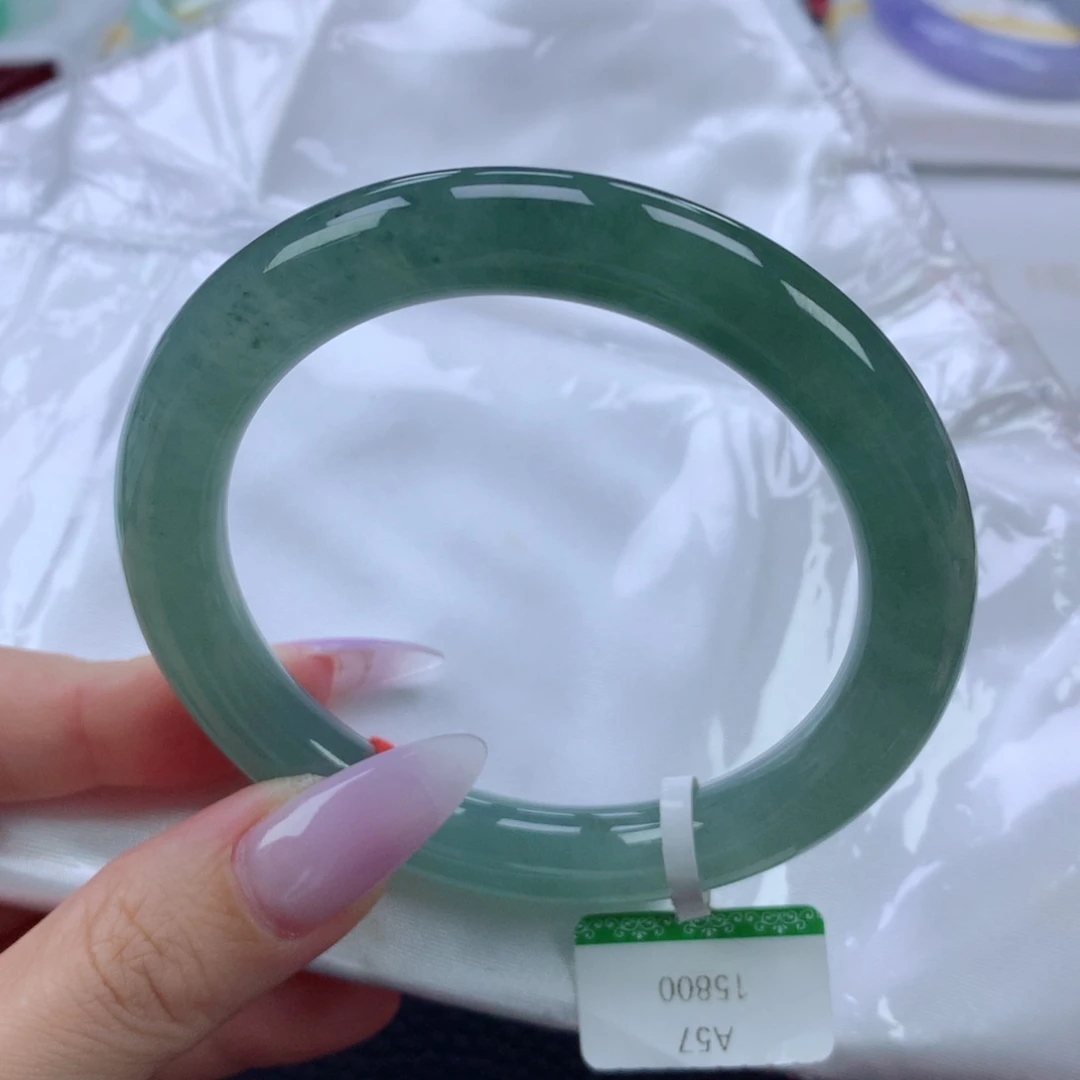 翡翠手镯未镶嵌缅甸天然翡翠A货57.4