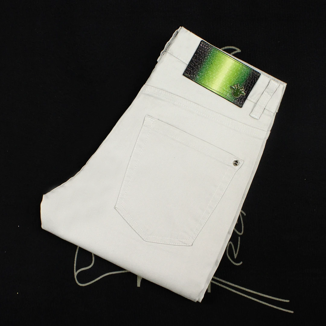 莱赛尔冰铂灰牛仔裤男2025新款修身小直脚弹力长裤春夏高奢欧货