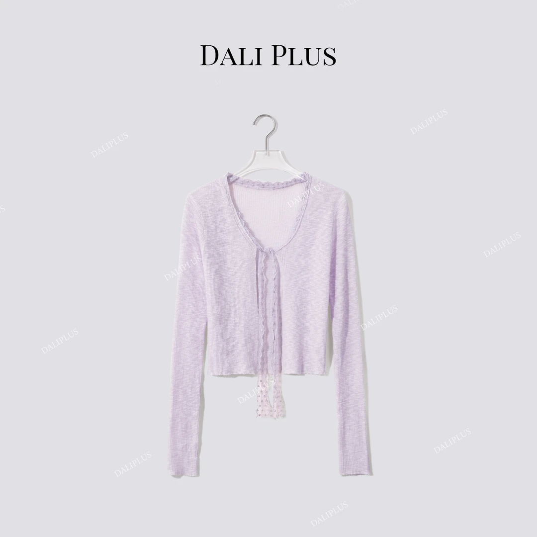 DALI PLUS“波点丝带小开衫”多色入轻薄冰丝长袖针织-D5CH4370