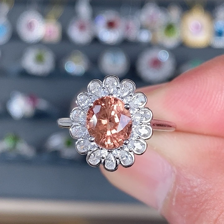 碧玺戒指银S925镶嵌戒指