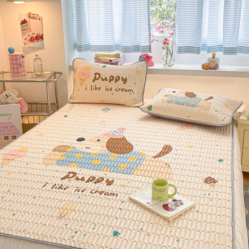 Seven【腊肠狗狗】凉感丝乳胶凉席+夏凉被四件套可机洗平铺款空调席