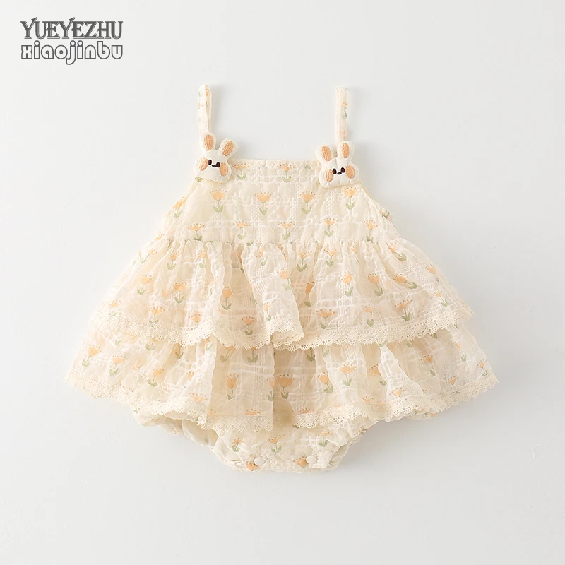 吊带婴儿衣服夏季女宝宝韩版包屁裙夏装洋气碎花荷叶边三角哈衣潮