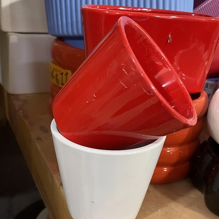 陶盆有孔 瑕疵针孔漏釉介意勿拍外口 9外高8