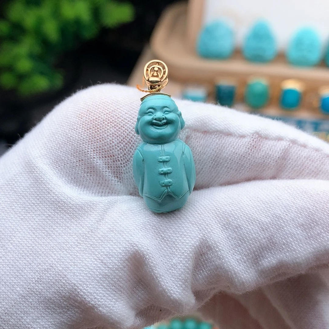 绿松石珠宝奇石18K金镶嵌