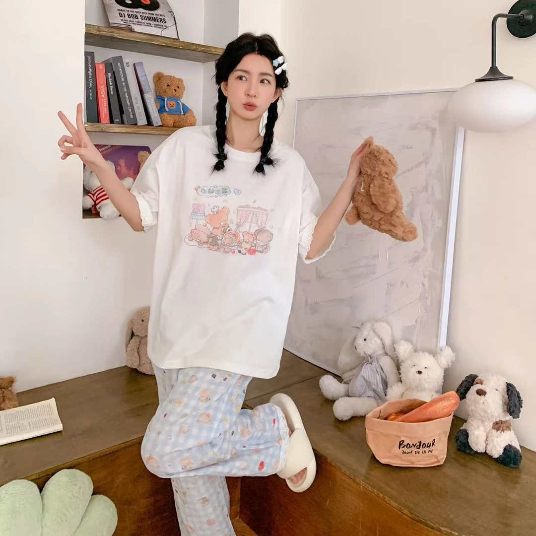 女士精梳棉日系可爱风家居服套装