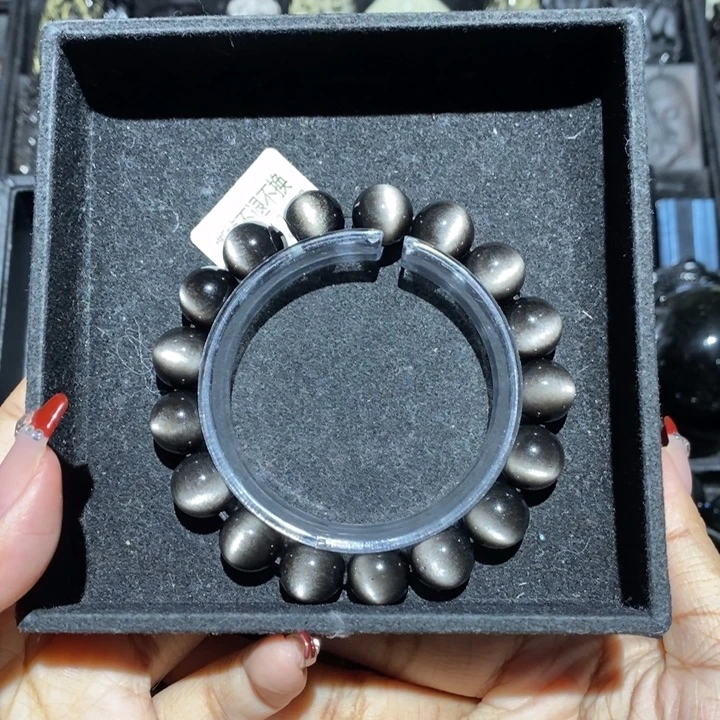 黑曜岩手链未镶嵌超***派