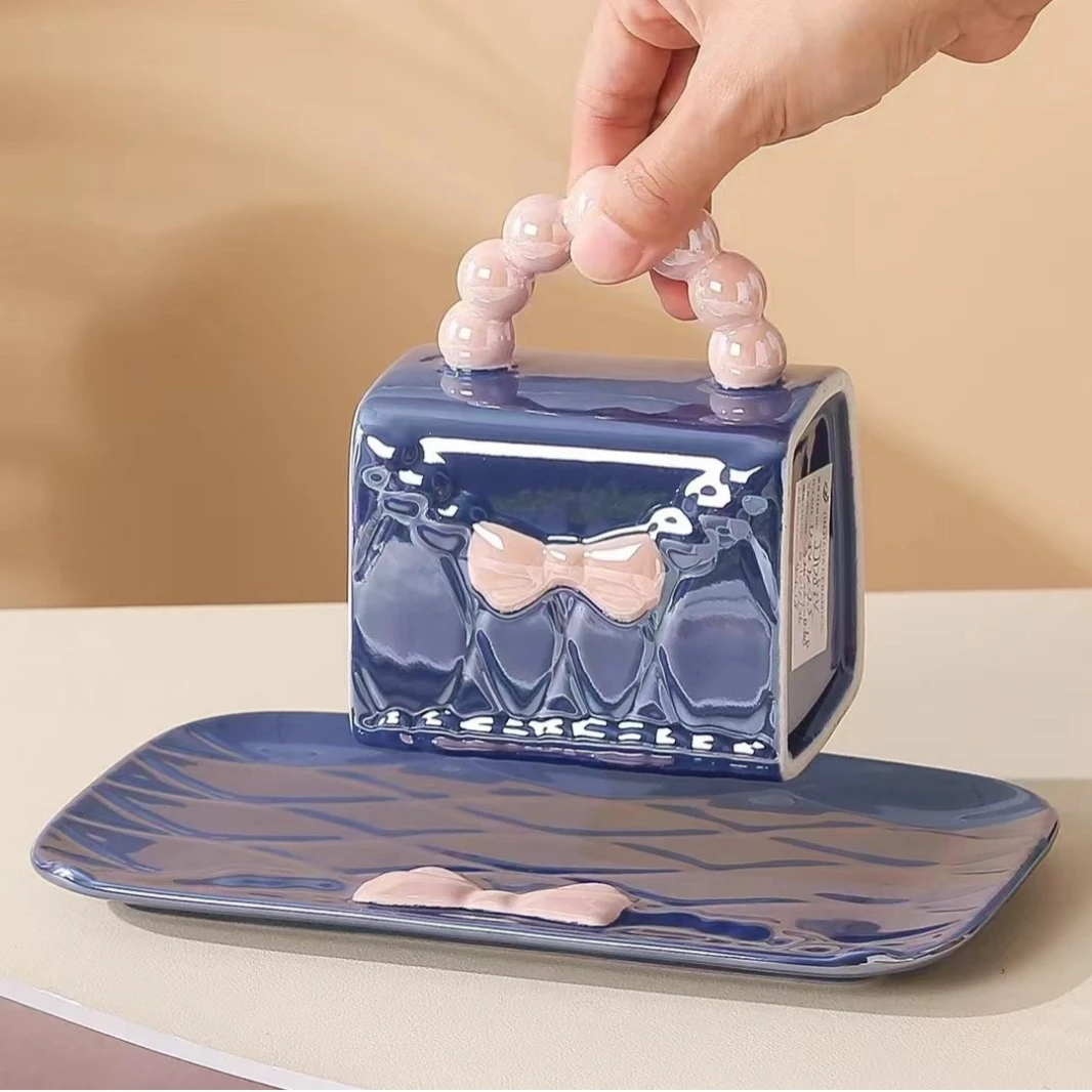 创意珍珠釉陶瓷包包杯碟组合马克杯高颜值下午茶咖啡杯个性礼品杯