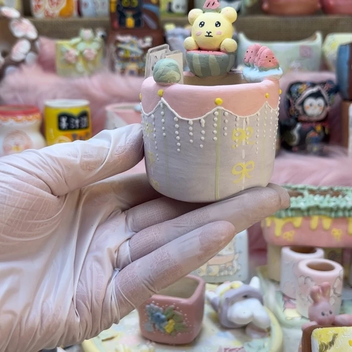 585西瓜花盆手绘