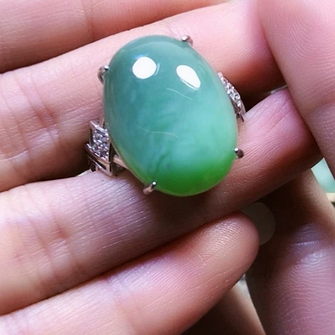 和田玉银S925镶嵌戒指