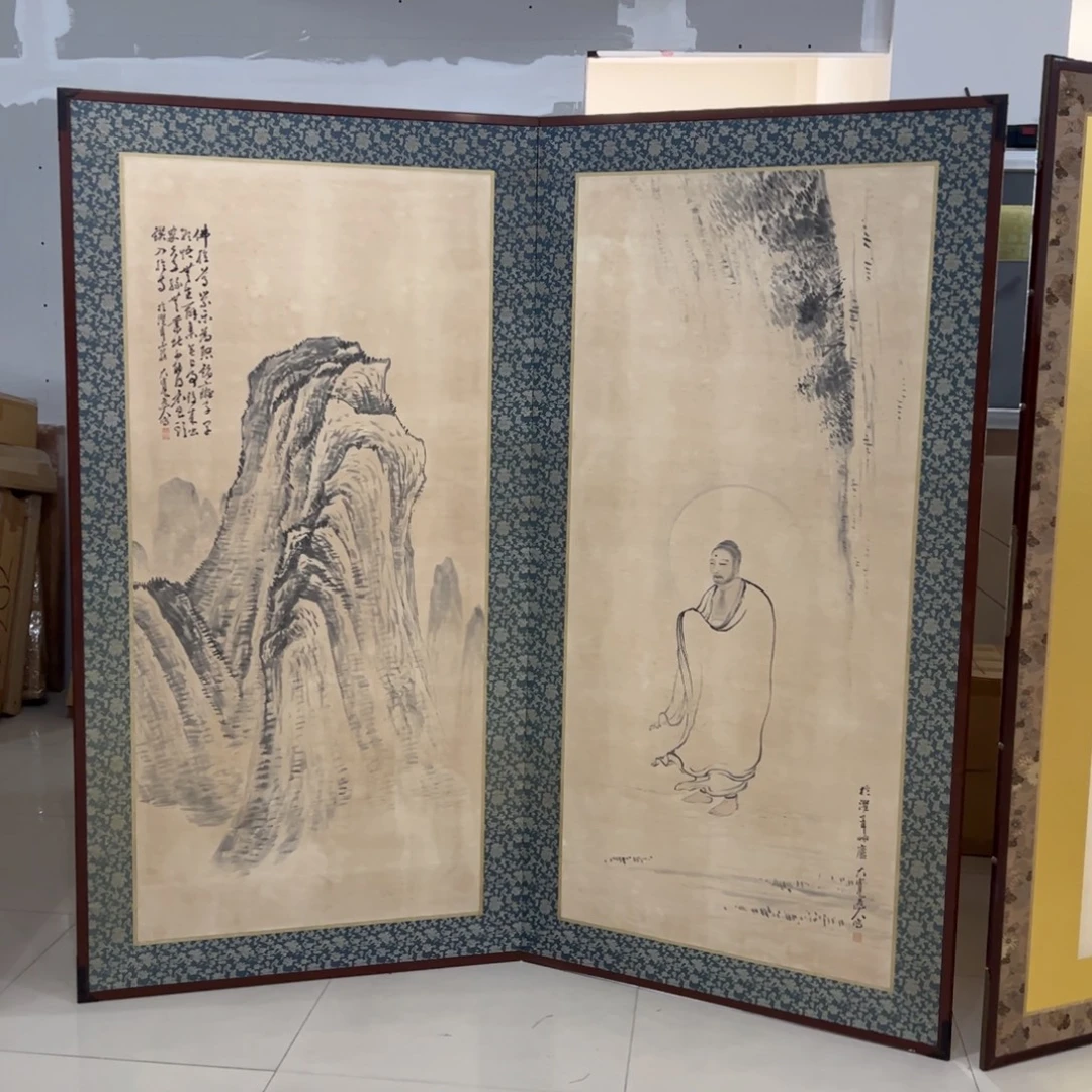 绘画屏风框画茶空间设计