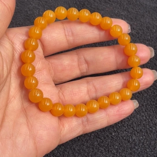 石英质玉（黄龙玉）珠子未镶嵌哪**狗