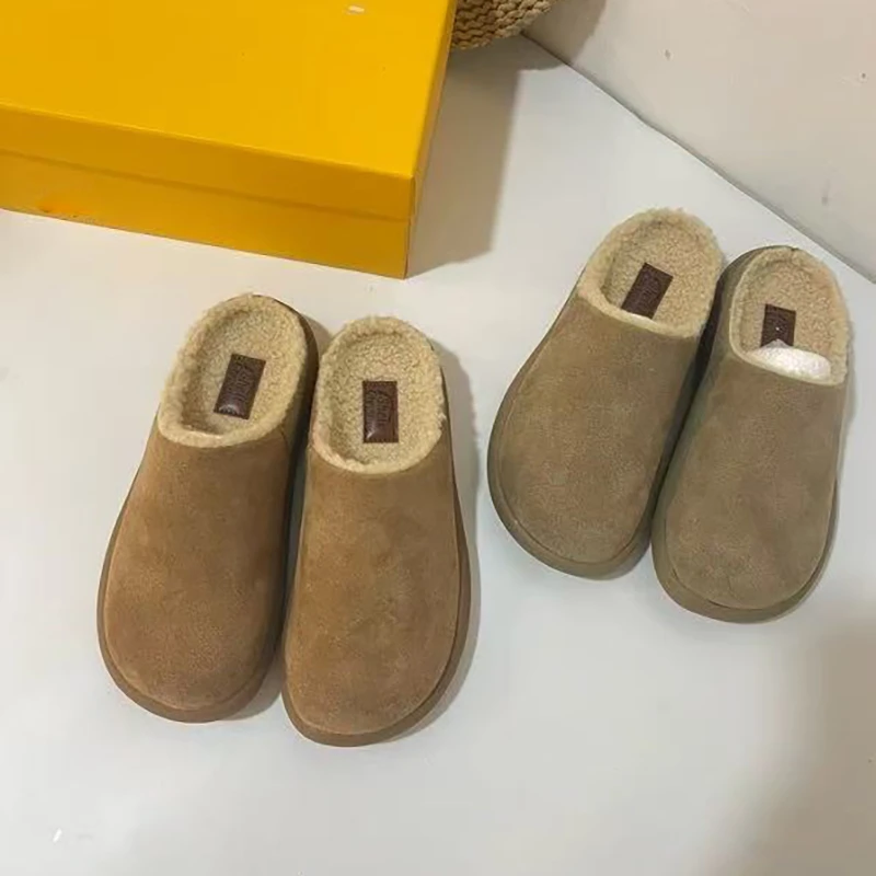 （衣兮加绒保暖勃肯半拖）1310秋冬新款懒人一脚蹬保暖包头拖鞋D