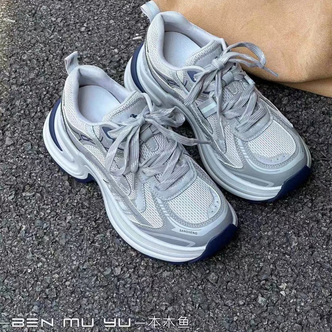【韩衣舍】7455本木鱼老爹鞋秋季中跟轻便时尚休闲鞋百搭鞋子网面