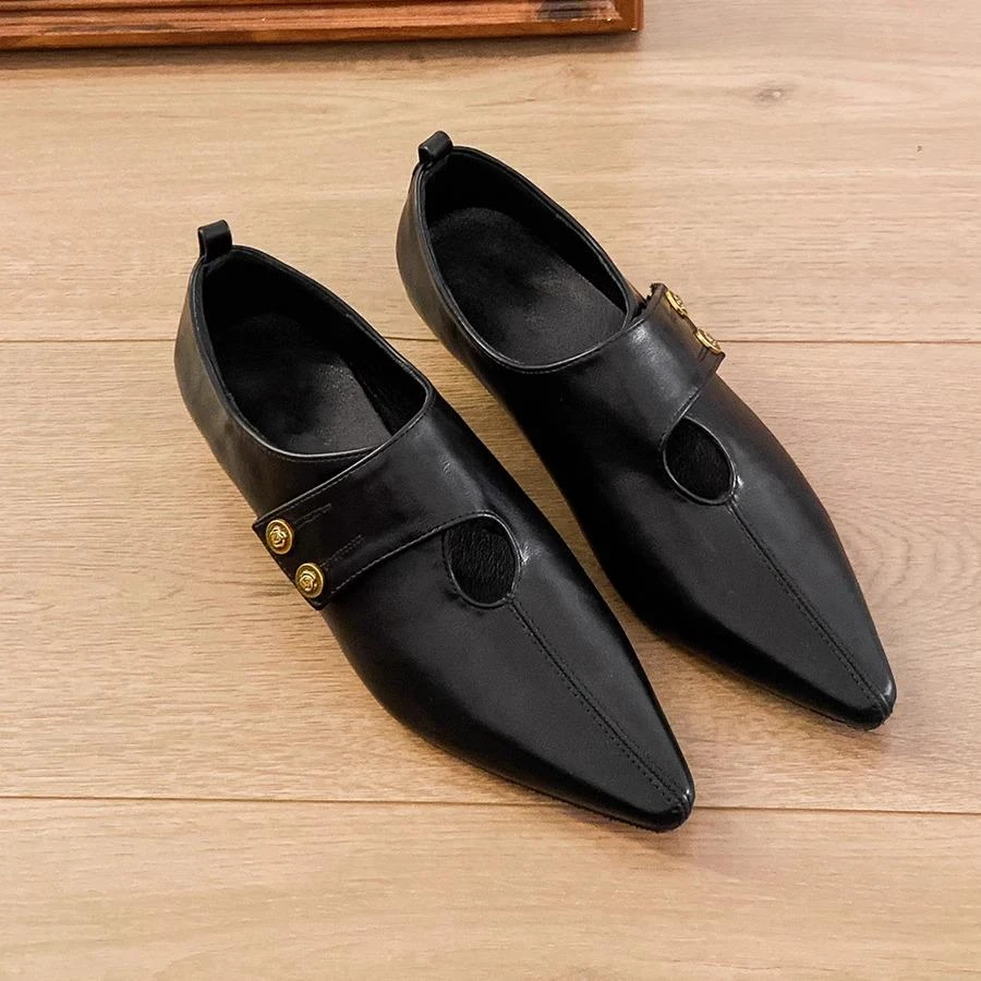 自留版~港风通勤鞋女百搭复古气质尖头魔术贴小皮鞋低跟港风单鞋