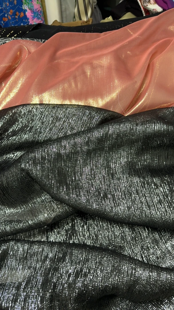 1.8米粉色金线1.5米黑色银线桑蚕丝布料 不支持退换