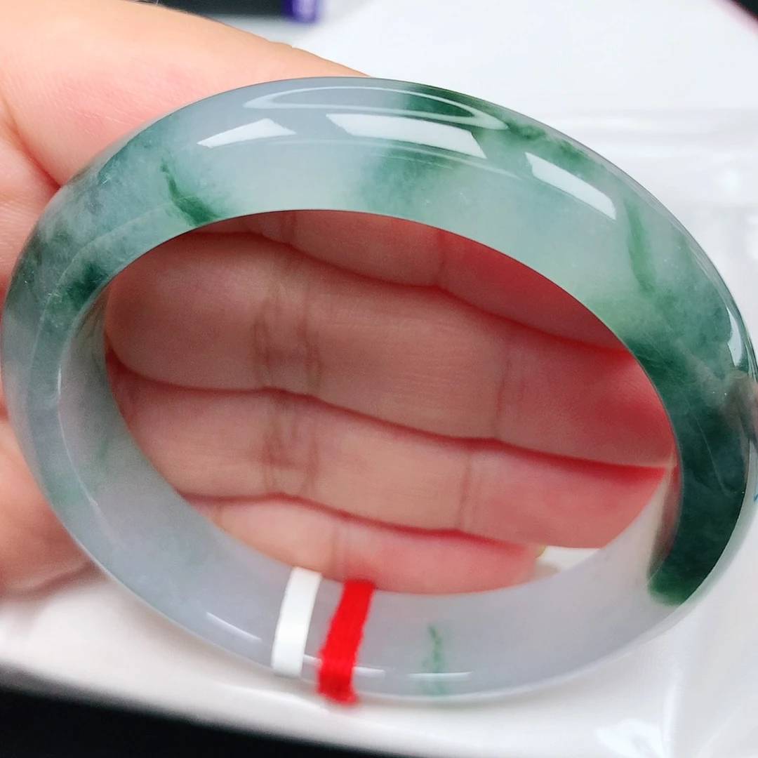 未镶嵌手镯翡翠44冰胶飘花