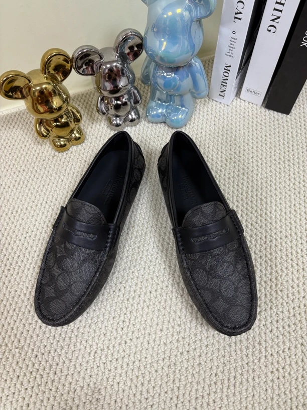 HONGTUJIN男士百搭黑色经典软底透气时尚商务真皮驾车豆豆鞋