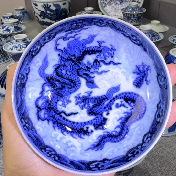 仿明永宣海水龙纹普洱杯