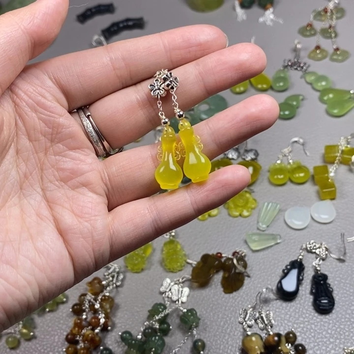 蛇纹石玉未镶嵌挂件耳饰耳环项链