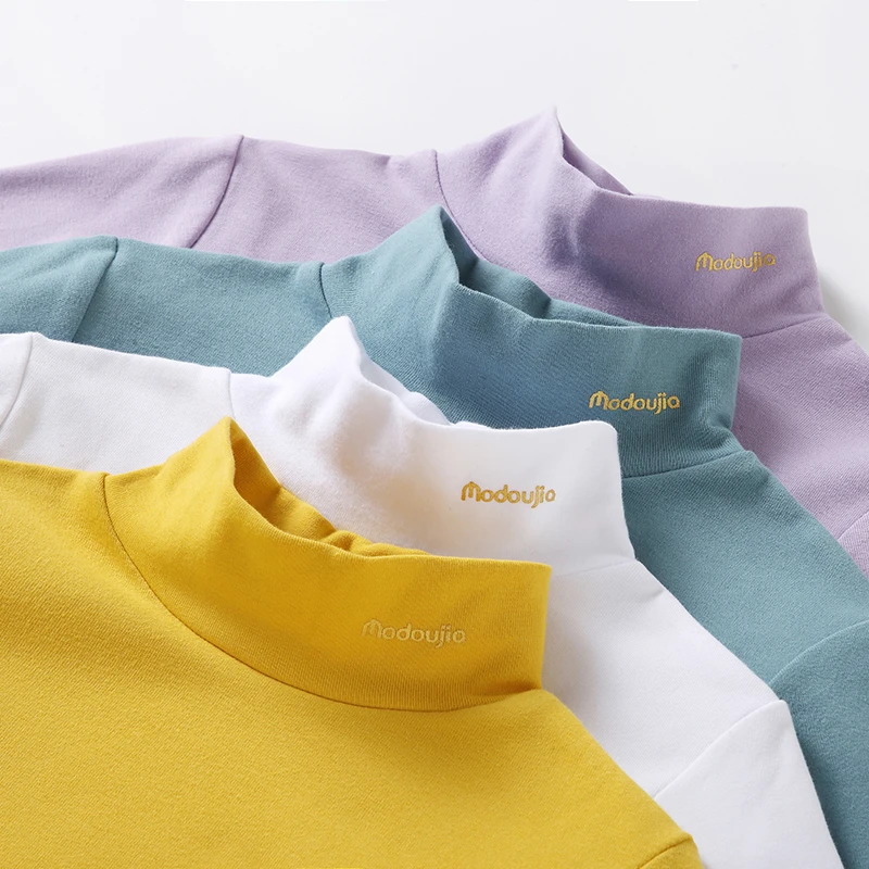 儿童打底衫秋冬2025新款宝宝半高领纯棉内搭上衣女童秋装男童秋衣