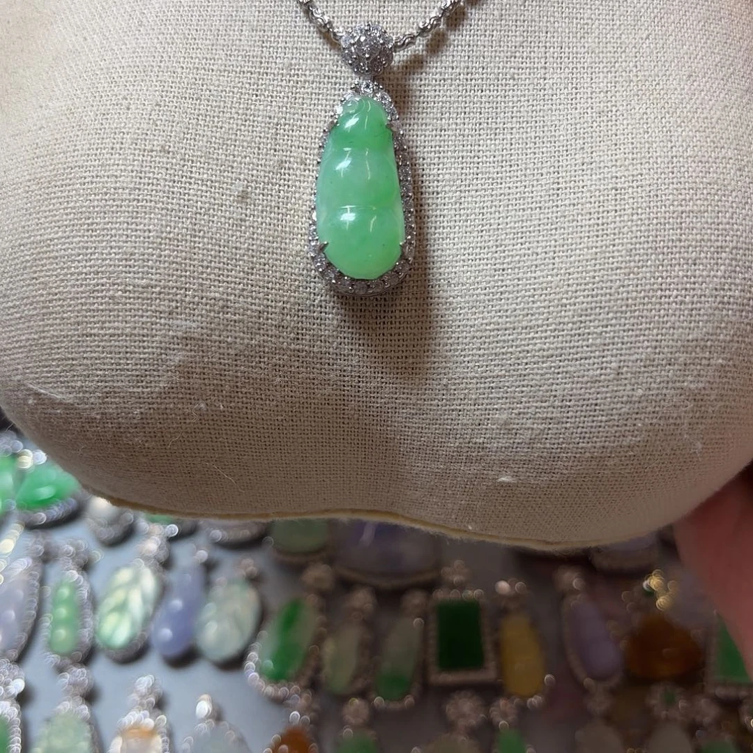 翡翠银S925镶嵌吊坠(不含链)