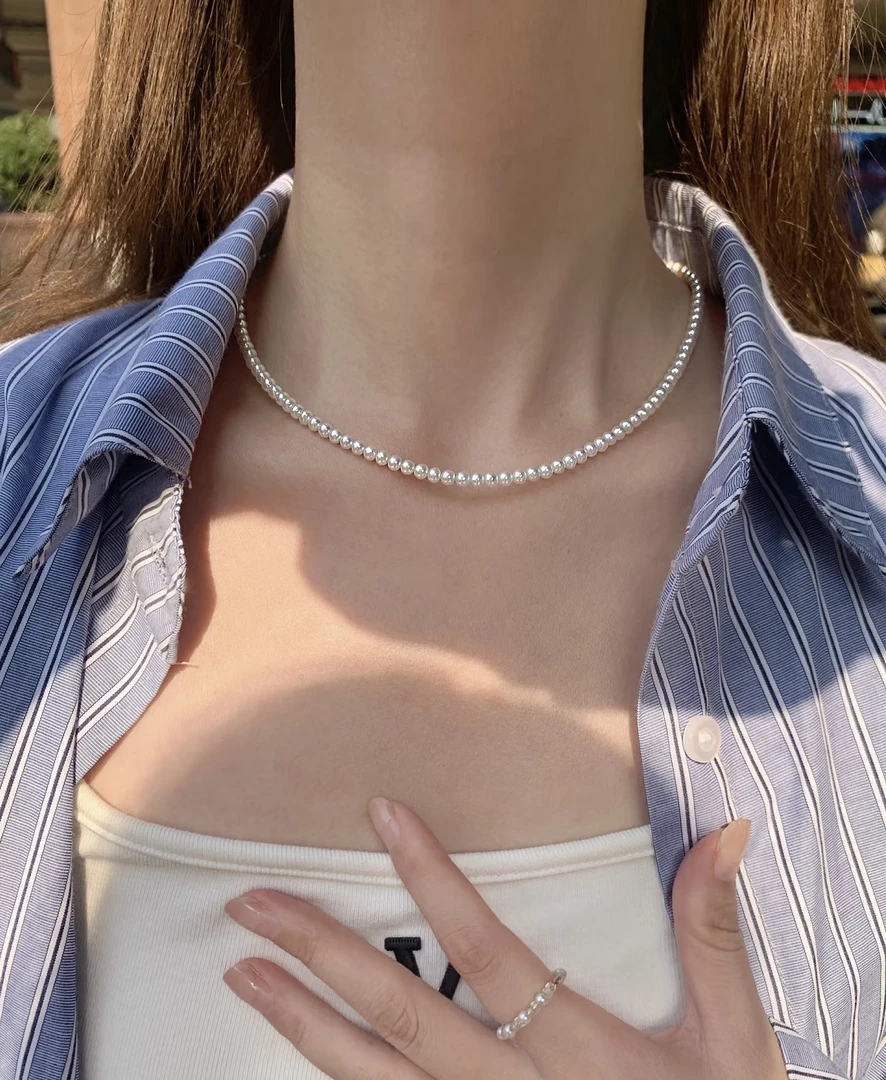 链子925银 S925 银 9-10 珍珠项链