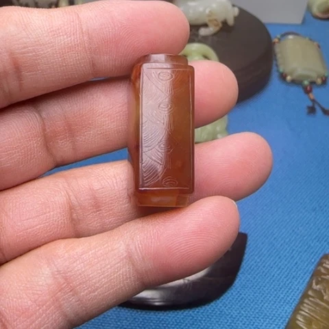 缘***金蛇纹石玉未镶嵌挂件