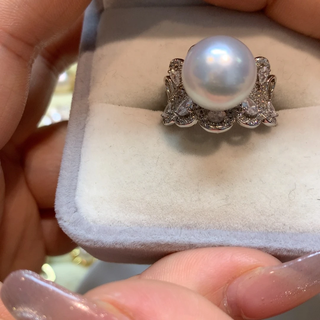海水珍珠戒指银S925镶嵌