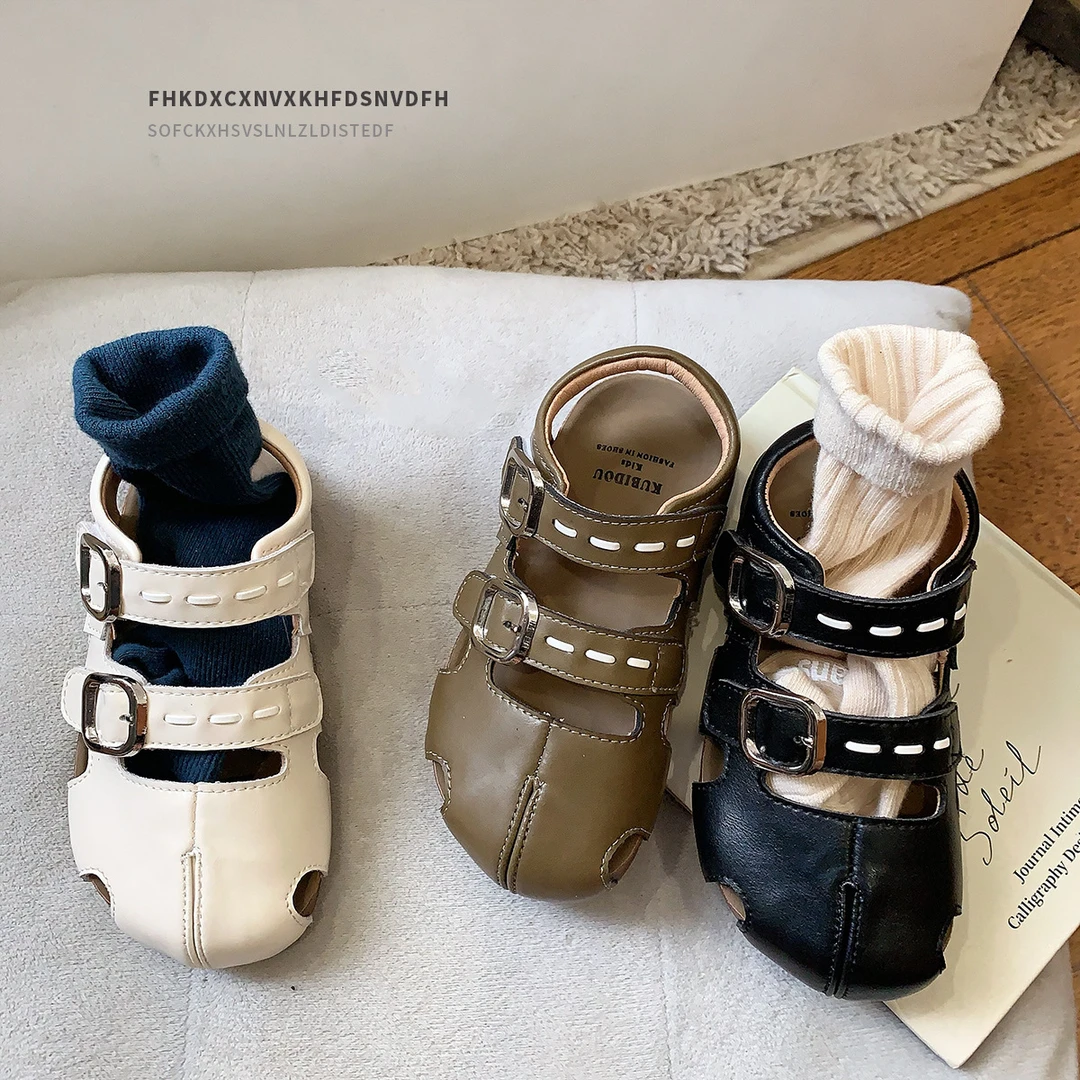 假分趾夏款童鞋小童包头儿童凉鞋女童罗马鞋镂空透气男童沙滩鞋