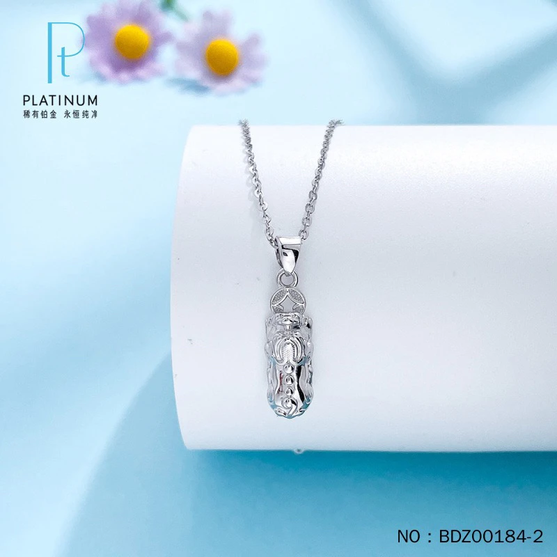 pt950铂金空心咬钱貔貅吊坠轻奢